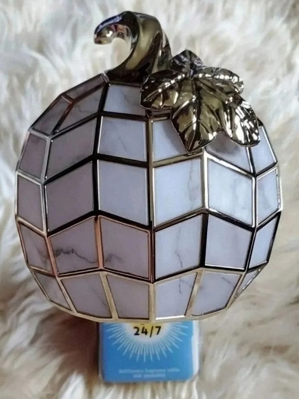 NWT*Wallflower Plugin LIGHT up, Pumpkin, Gray, SILVER, Leaf, Stained GLASS*NEW